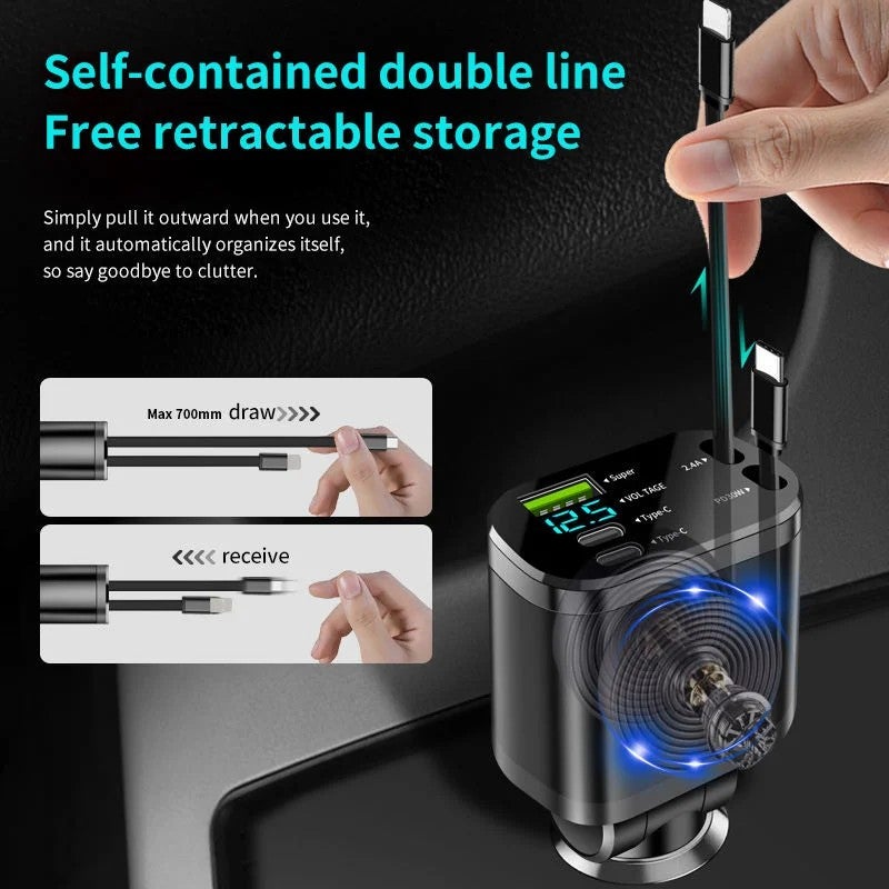 Bluejw 65W 5-Port USB Car Charger Adapter - Fast Charging QC 3.0, Type-C PD 3.0, 12V/24V Automobile Charger for Phones, Tablets & More - Image 5